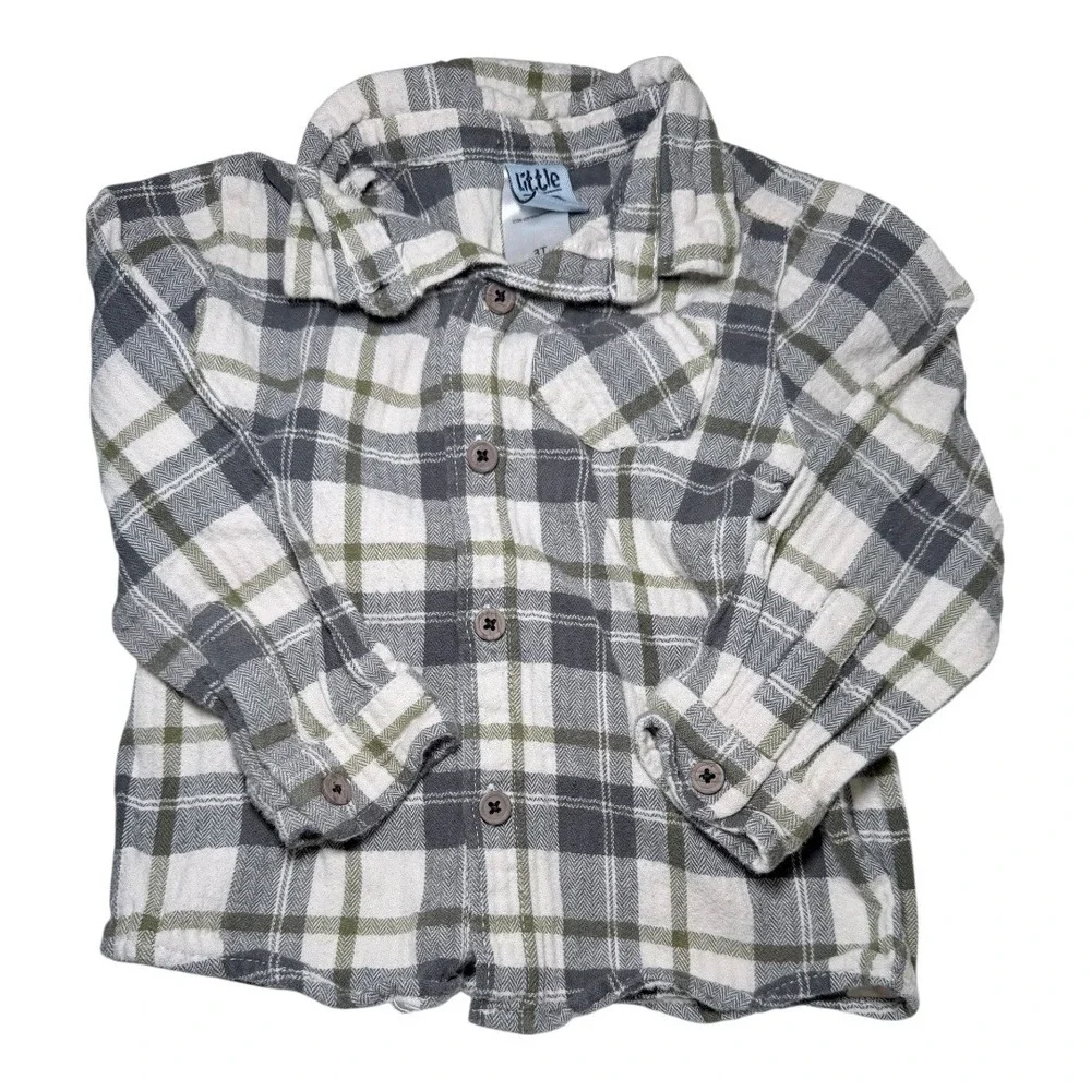 Carter's Wonder Nation Kids 3T Flannel Plaid Button Down Shirt Bundle Multicolor